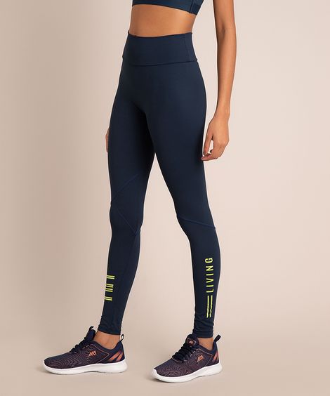 calça legging esportiva com recortes "living" azul marinho Azul Marinho