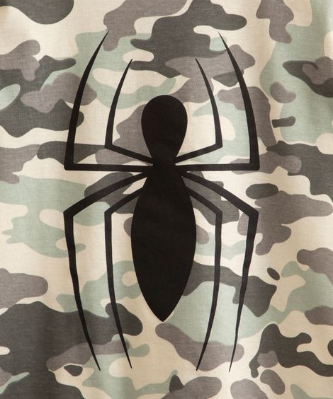 camiseta infantil de algodão homem aranha camuflada manga curta  multicor