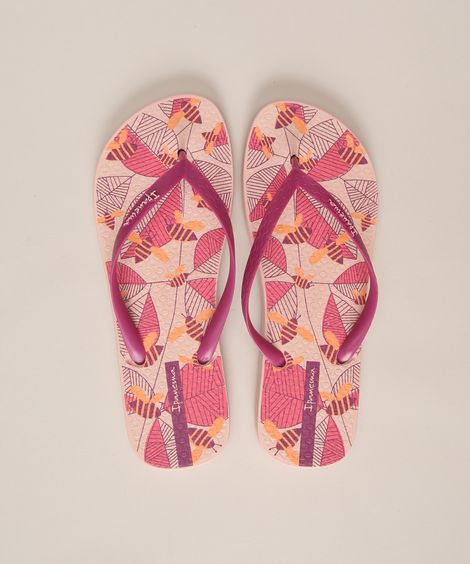 chinelo feminino estampado jardins ipanema rosa