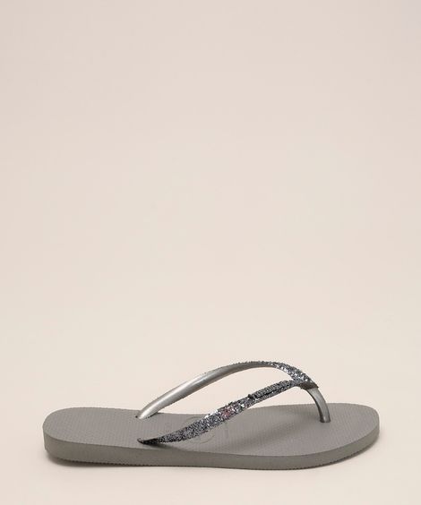 chinelo slim glitter ii havaianas cinza