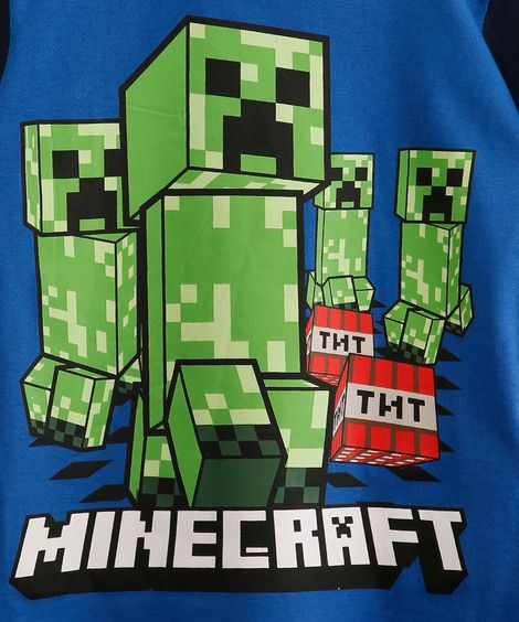 pijama infantil de algodão manga curta minecraft azul
