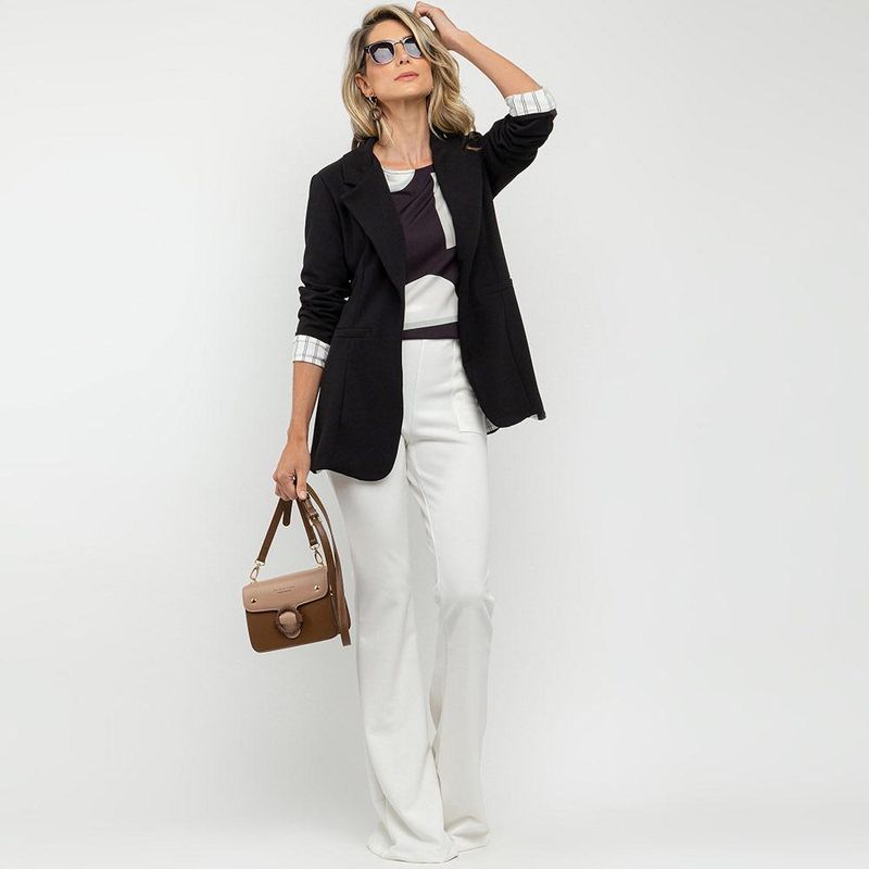 blazer crepe 7/8 puxador pop me preto - C&A