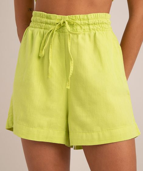 short cintura super alta com liocel e bolsos verde lima