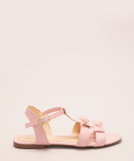 sandália infantil com laços rosa