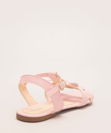 sandália infantil com laços rosa