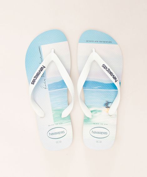 chinelo masculino estampado mar havaianas hype branco