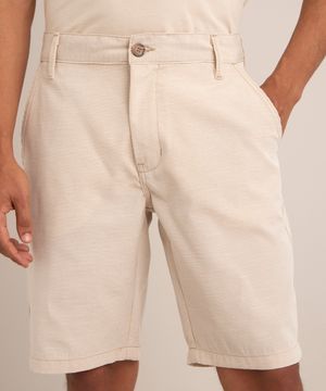 bermuda reta texturizada com bolso  kaki