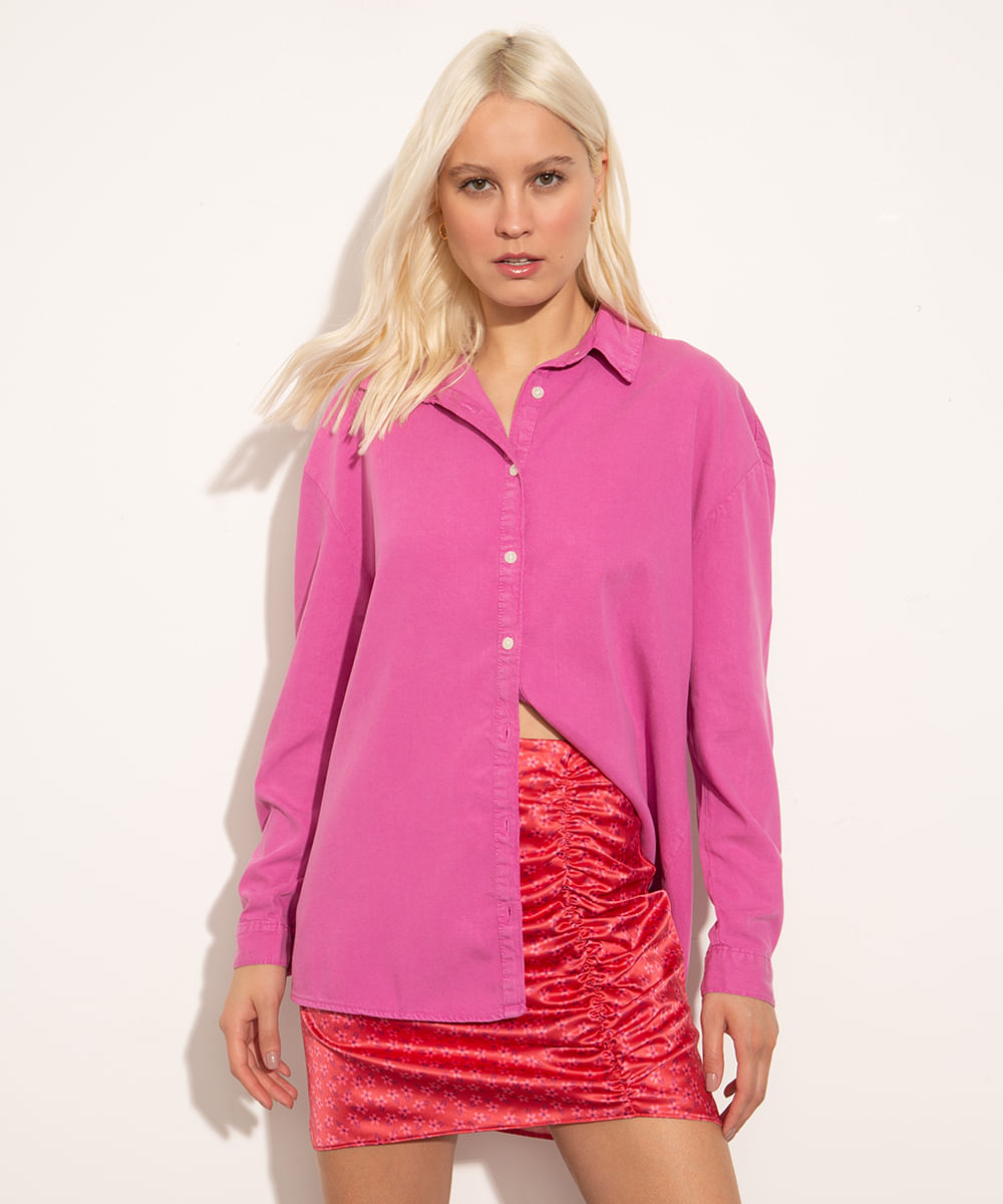 Camisa rosa <em>oversized</em>, da C&A