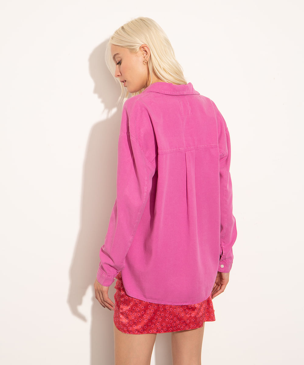 camisa oversized manga longa mindset rosa