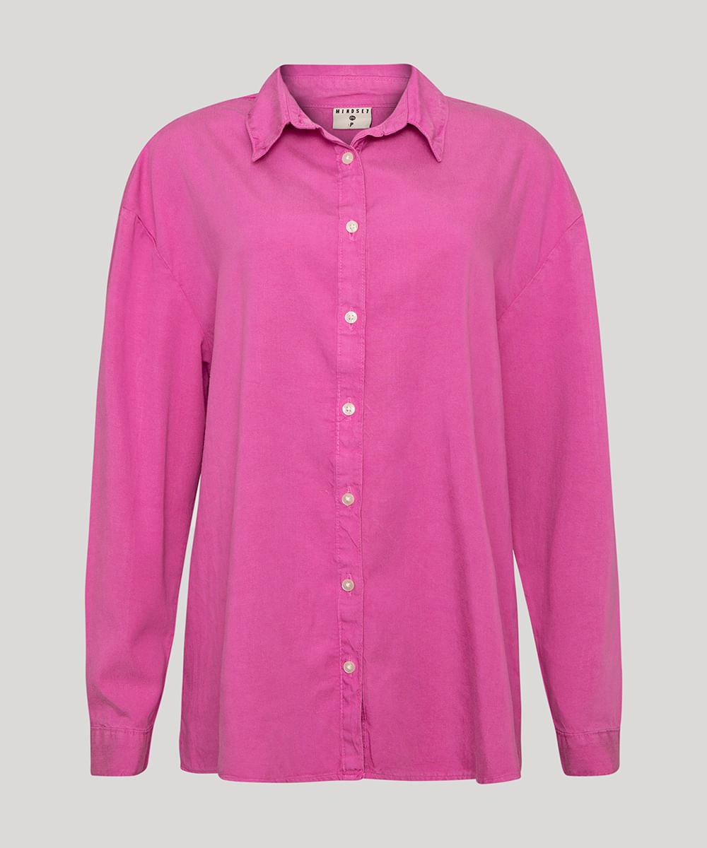 camisa oversized manga longa mindset rosa