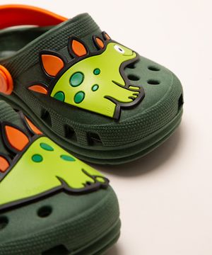 babuche infantil dinossauro verde