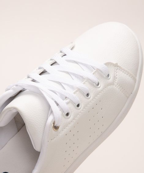 tênis feminino casual com furos esportivo branco