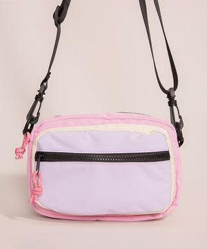 bolsa  cross body retangular pequena com bolso e zíper multicor