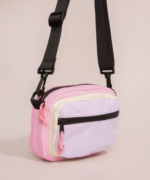 bolsa  cross body retangular pequena com bolso e zíper multicor