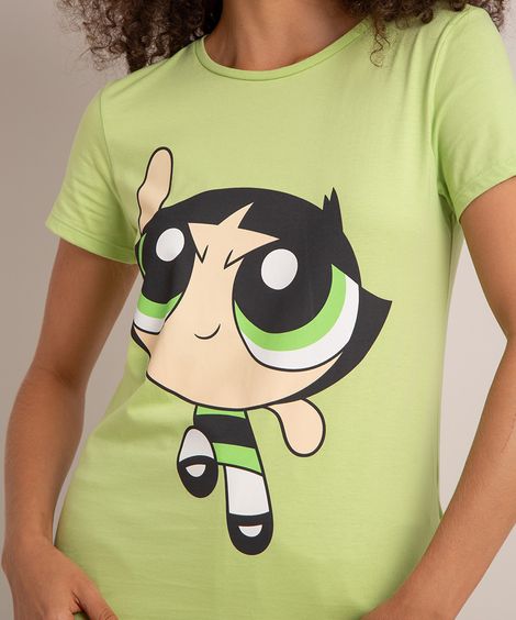 camiseta de algodão manga curta decote redondo estampa docinho verde claro