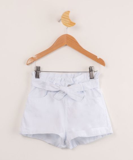 short infantil de sarja clochard com amarração branco