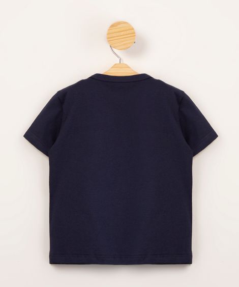 camiseta infantil básica manga curta com bolso azul marinho