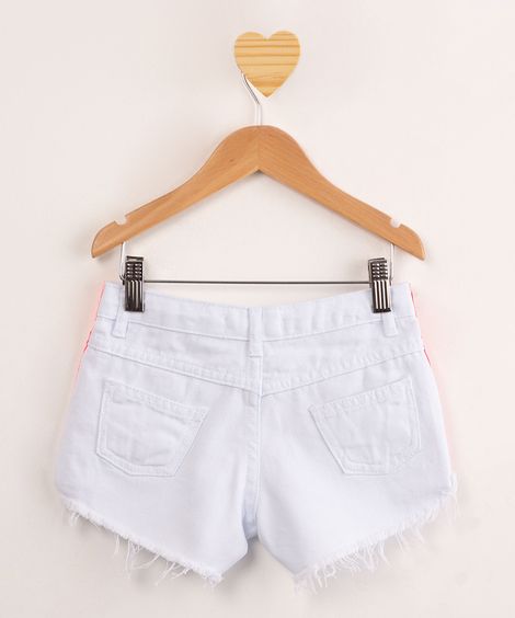 short infantil de sarja com faixa lateral branco