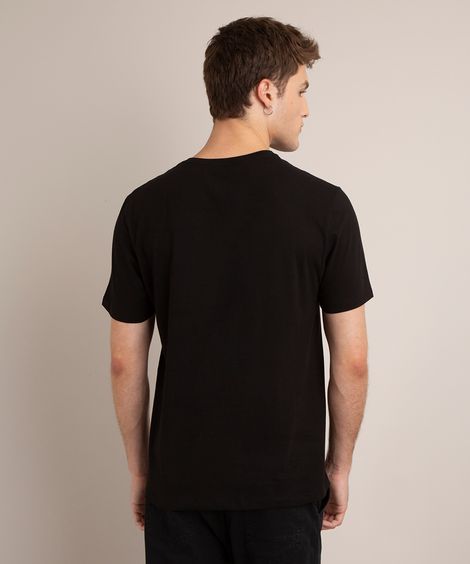 camiseta de algodão playstation manga curta gola careca preta