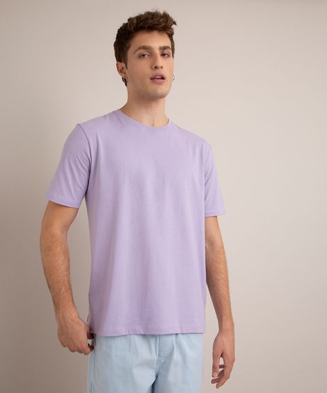 camiseta básica de algodão manga curta roxa