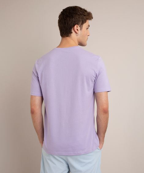 camiseta básica de algodão manga curta roxa