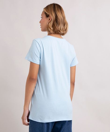 camiseta de algodão lindinha as meninas super poderosas manga curta decote redondo azul claro