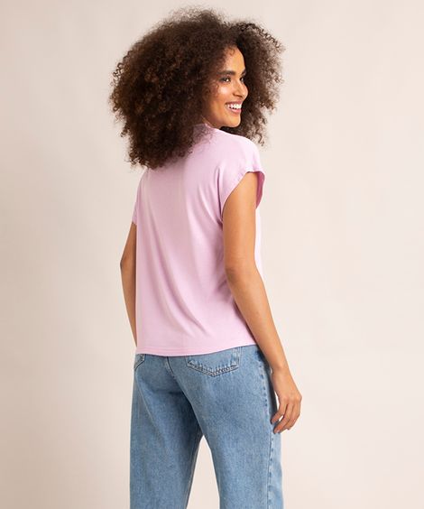 blusa manga curta japonesa decote v  lilás