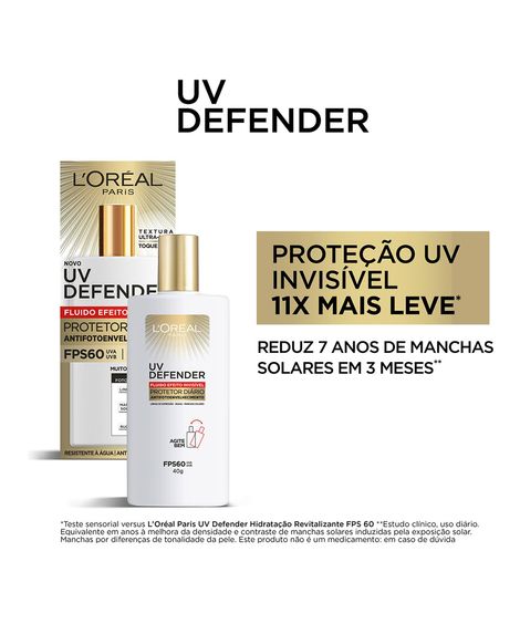 Protetor Solar Uv Defender Fluído Fps60 40G único