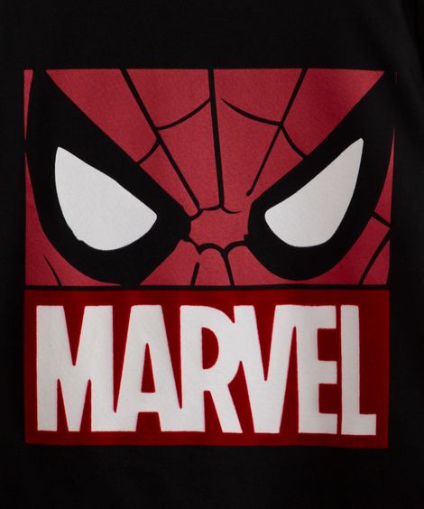 camiseta infantil de algodão manga curta estampa de homem-aranha preta