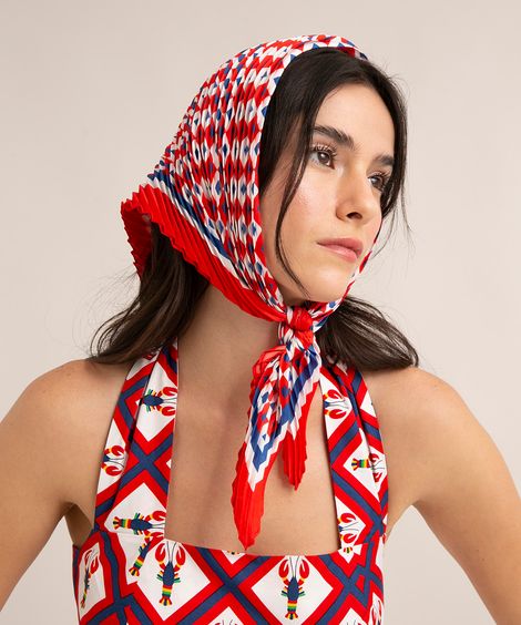 lenço plissado estampa geométrica lulu novis multicor