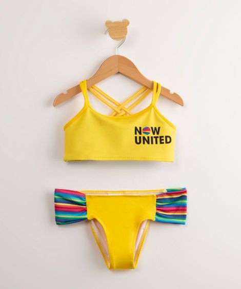 biquíni infantil now united arco-íris com proteção uv50+ amarelo
