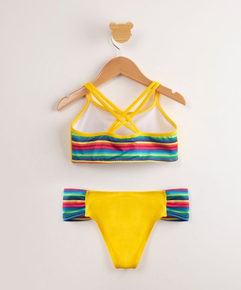 biquíni infantil now united arco-íris com proteção uv50+ amarelo