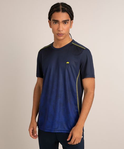 camiseta com degradê manga curta gola careca esportivo azul marinho