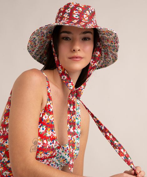 chapéu bucket hat dupla face com faixa estampado floral lulu novis multicor
