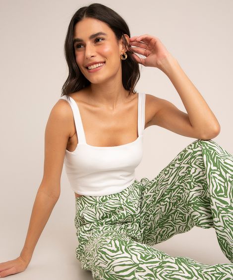 regata cropped alça larga decote reto branca
