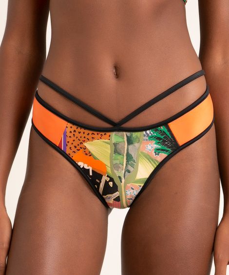 biquíni calcinha tanga strap estampado carioca proteção uv50+ além dos mares rio de janeiro ludmilla laranja