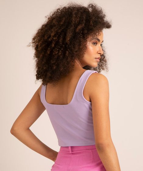 regata cropped corset alça larga decote reto lilás