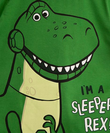 pijama infantil manga curta de algodão dinossauro toy story verde