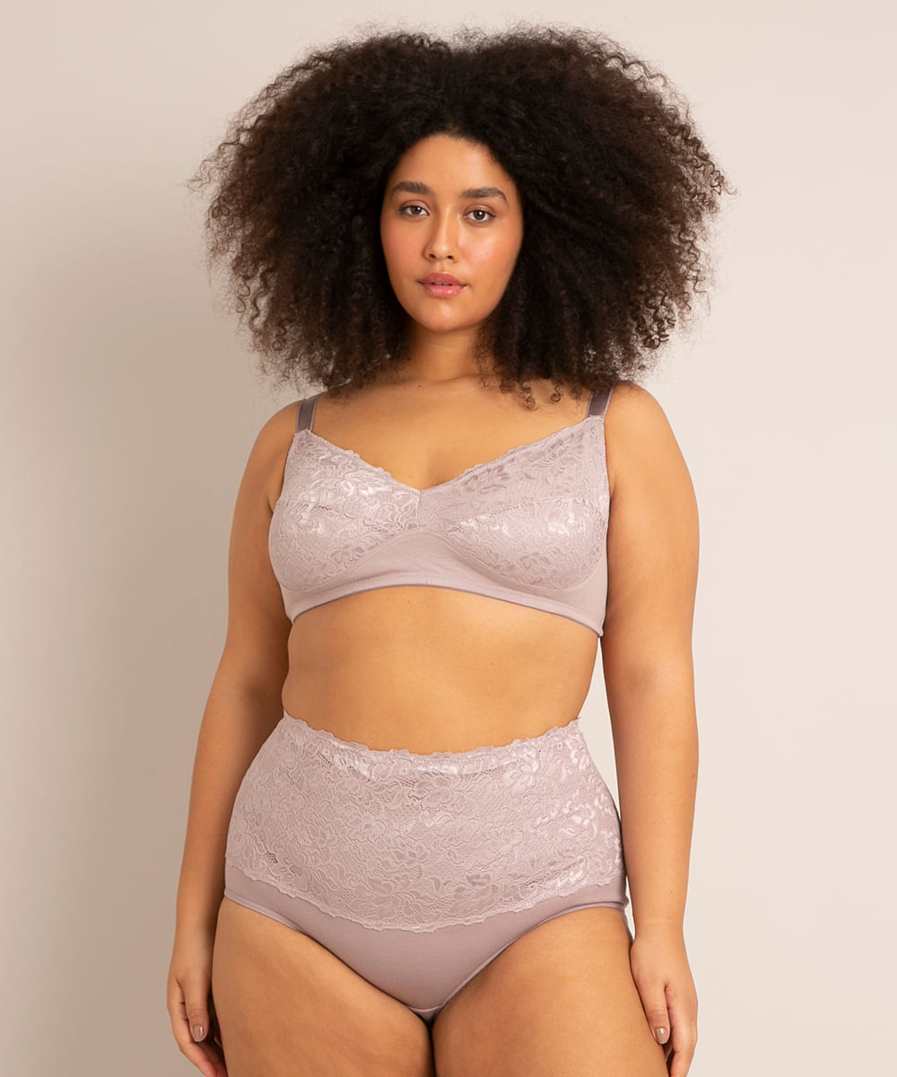 calcinha caleçon plus size demillus cintura alta com renda bege Menor preço em calcinha caleçon plus size demillus cintura alta com renda bege
