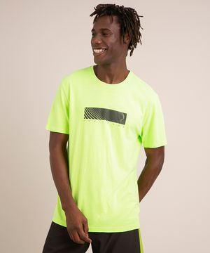 camiseta de algodão manga curta gola careca "feel free" além dos mares rio de janeiro  verde neon