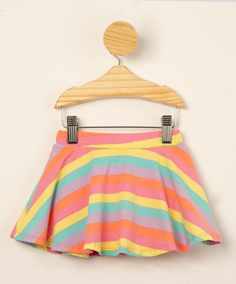 short saia infantil listrada com laço multicor