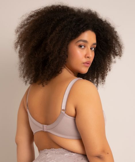 sutiã plus size demillus com renda sem bojo e aro bege