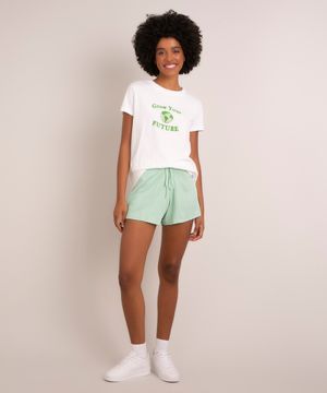 short de tricô cintura super alta verde