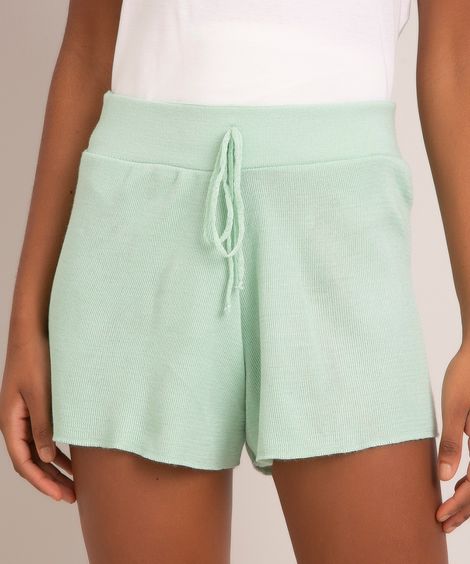 short de tricô cintura super alta verde
