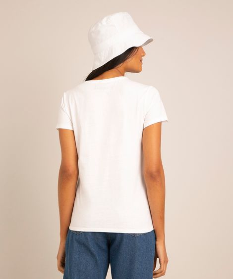 Camiseta Feminina Manga Curta Original Decote Redondo Off White