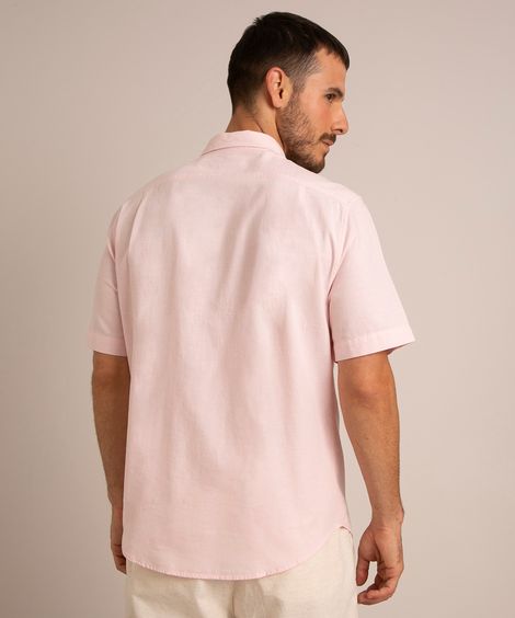 camisa comfort com bolso manga curta rosa claro