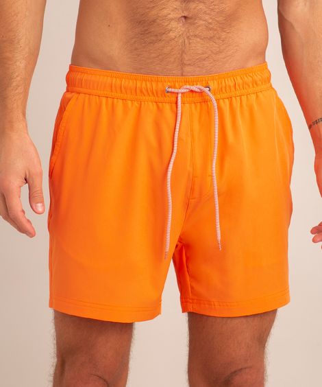 short com cordão laranja neon