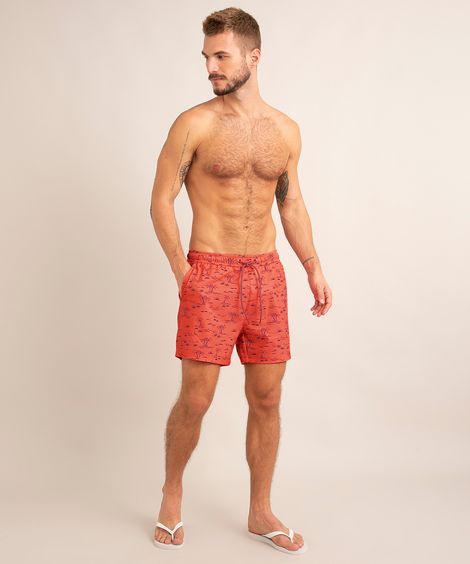 short estampado coqueiros com cordão rosa