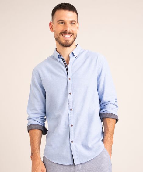 camisa manga longa azul claro