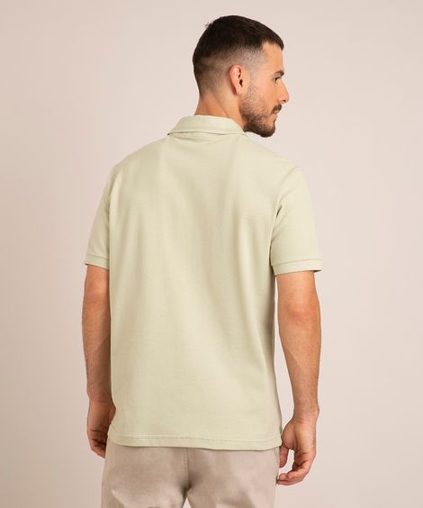 camisa polo de algodão manga curta com bolso verde claro